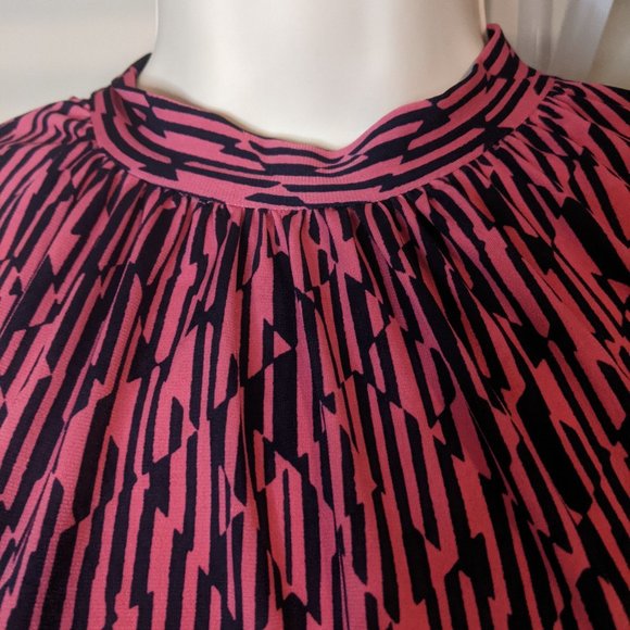 Leota Hot Pink & Navy Abstract Print Halter Long Dress - Picture 3 of 3
